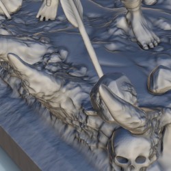 Orc hero with axe on bone platform 10 |  | Hartolia miniatures