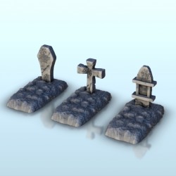 Set of three earthen tombstones 1