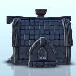 Medieval house with rounded roof and chimney 6