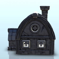 Medieval house with rounded roof and chimney 6