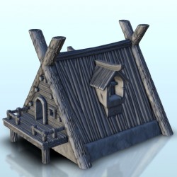 Medieval wooden hut with...