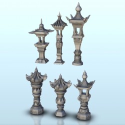 Set de six lampes chinoises scupltées 2