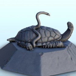 Statue of snake and turtle seated on base 4