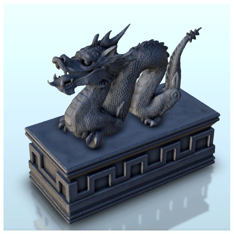 Statue of dragon on carved base 6