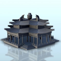 Grand belvédère asiatique avec toit à deux étages 4