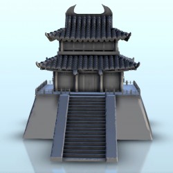 Asian building with one floor on grand staircase 8