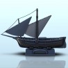 Wooden sailboat with double mast (with base) 4