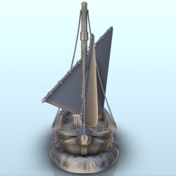 Wooden sailboat with double mast (without base) 5