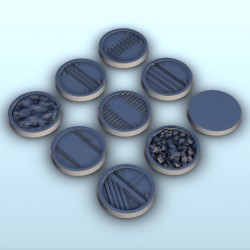 Set of nine Sci-Fi rounded bases 1 (+ supported versions) |  | Hartolia miniatures