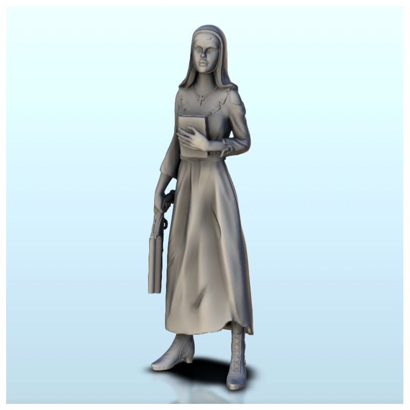 Nonne avec Bible et pistolet à poudre 8 (+ version avec supports)